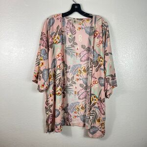 LOOK by New York Pink Floral Kimono one size